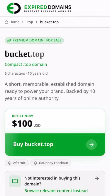 Screenshot of bucket.top