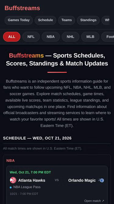 Screenshot of buffstreams.garden