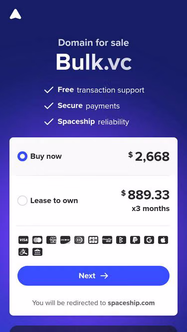 Screenshot of bulk.vc