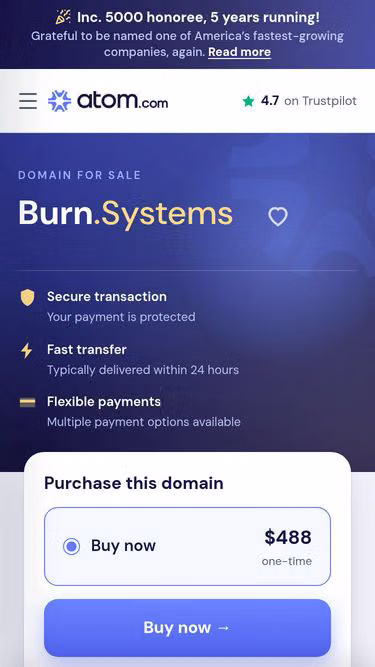 Screenshot of burn.systems