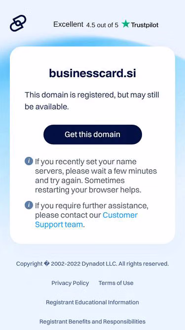 Screenshot of businesscard.si