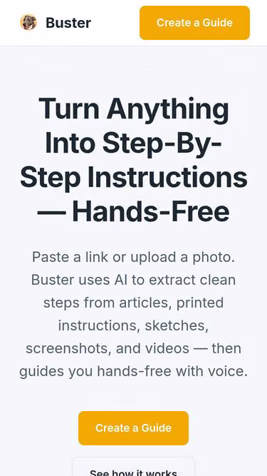 Screenshot of buster.today