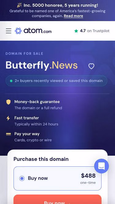 Screenshot of butterfly.news