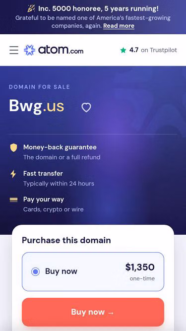 Screenshot of bwg.us