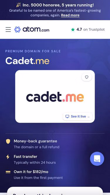 Screenshot of cadet.me