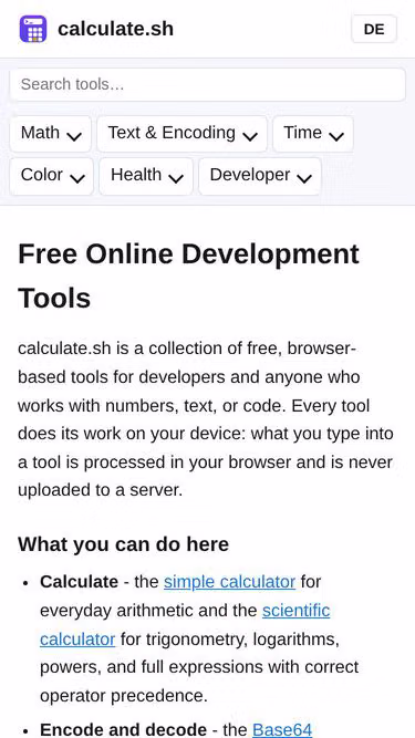 Screenshot of calculate.sh
