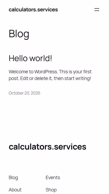 Screenshot of calculators.services