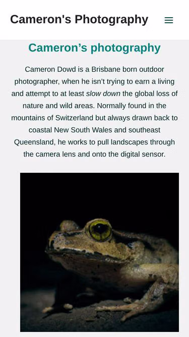 Screenshot of cameron.photography