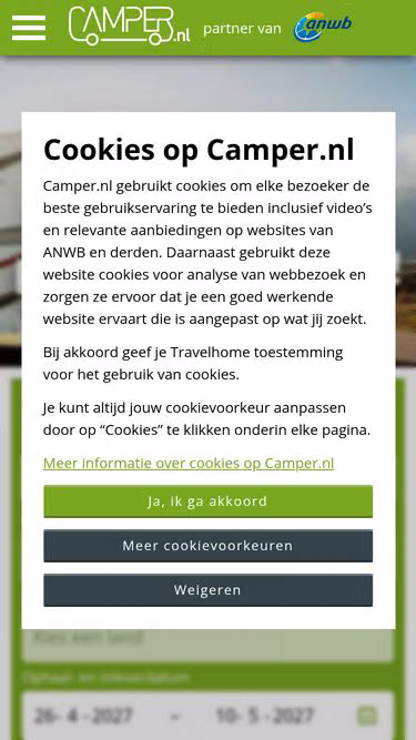Screenshot of camper.nl