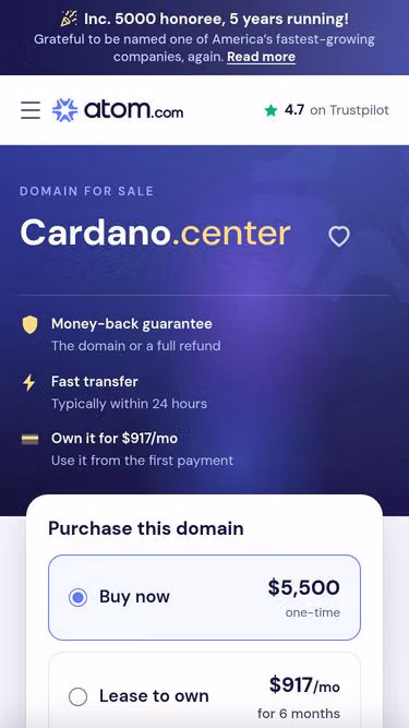 Screenshot of cardano.center