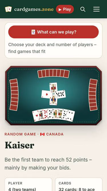 Screenshot of cardgames.zone