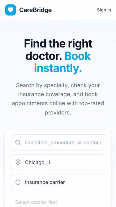 Screenshot of carebridge.dev