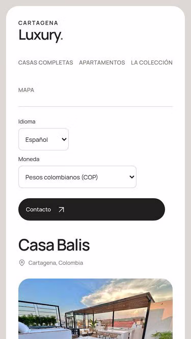 Screenshot of cartagena.luxury