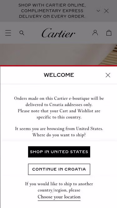 Screenshot of cartier.hr