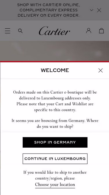 Screenshot of cartier.lu