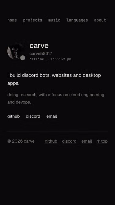 Screenshot of carve.rest