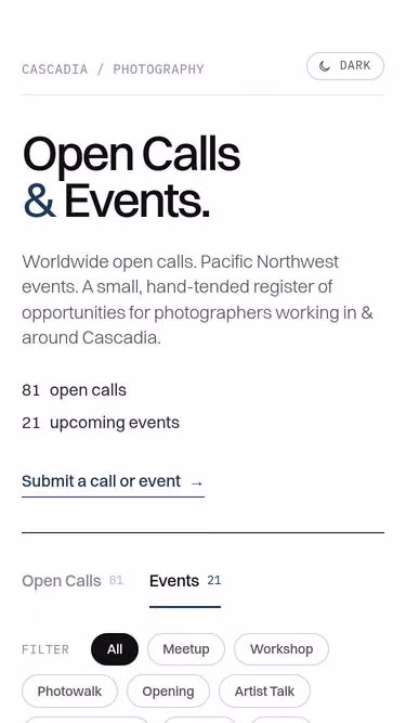 Screenshot of cascadia.photo