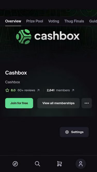 Screenshot of cashbox.gg