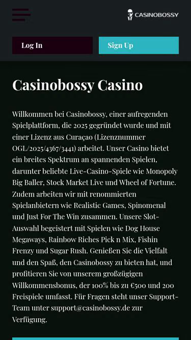 Screenshot of casinobossy.de