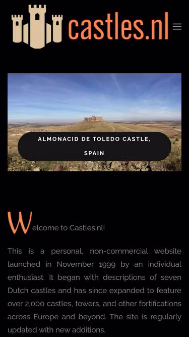Screenshot of castles.nl