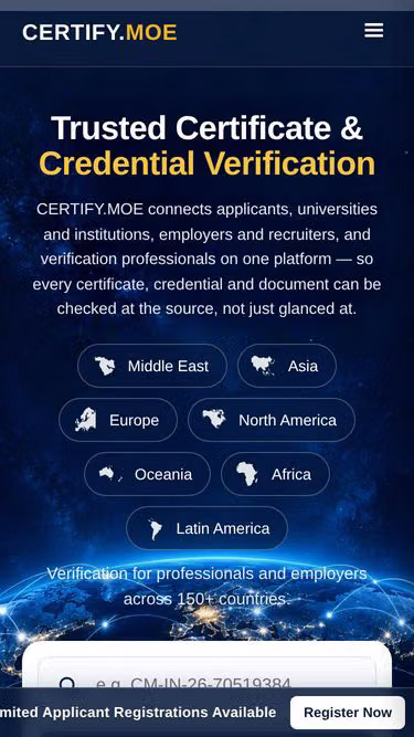 Screenshot of certify.moe