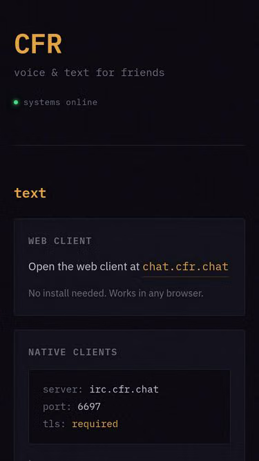 Screenshot of cfr.chat