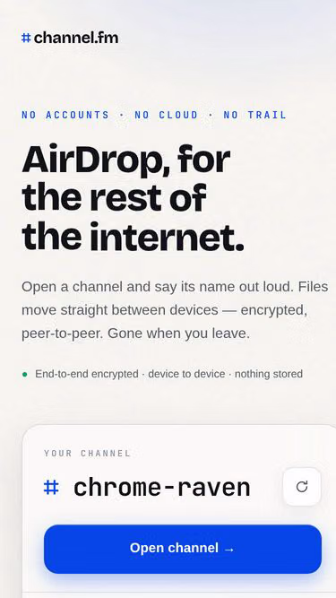 Screenshot of channel.fm