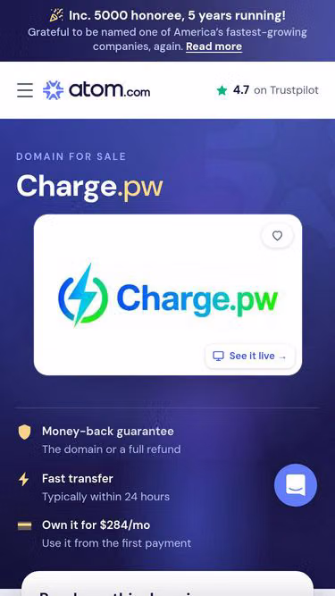 Screenshot of charge.pw