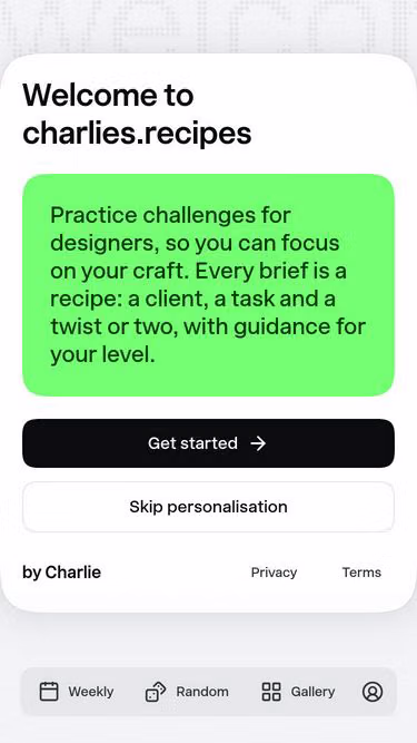 Screenshot of charlies.recipes