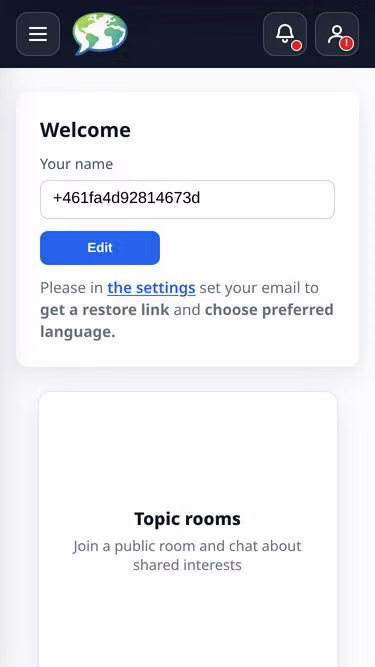 Screenshot of chatty.earth