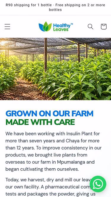Screenshot of chaya.co.za
