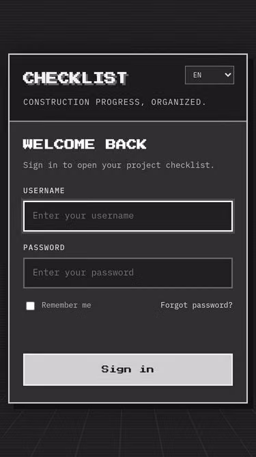 Screenshot of checklist.builders