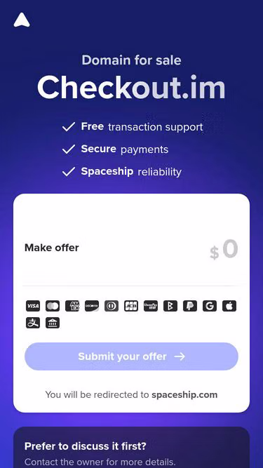 Screenshot of checkout.im
