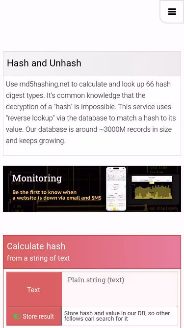 Screenshot of checksum.online