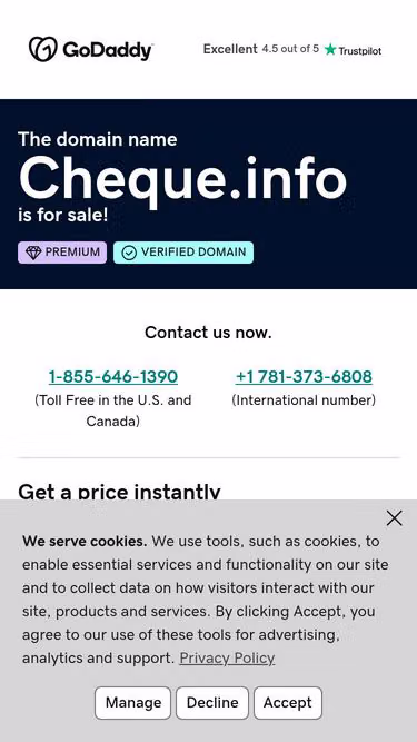 Screenshot of cheque.info