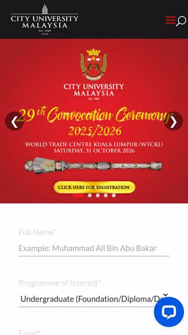 Screenshot of city.edu.my