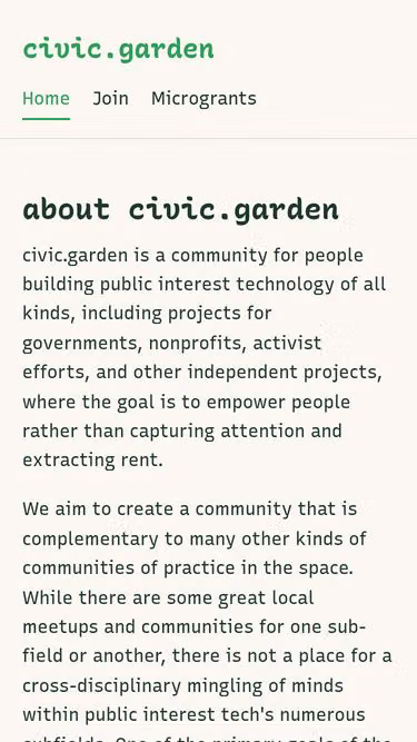 Screenshot of civic.garden