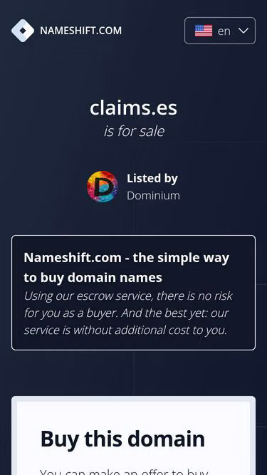 Screenshot of claims.es