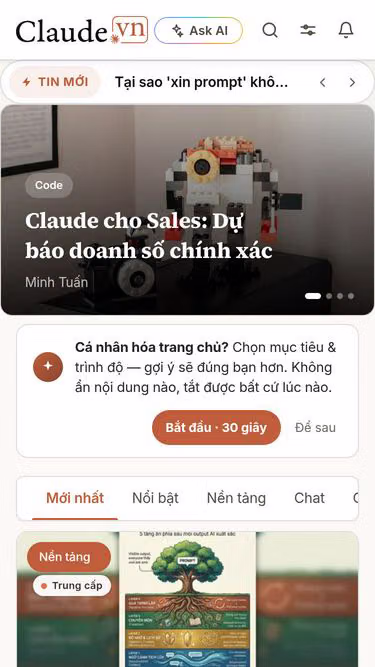 Screenshot of claude.vn