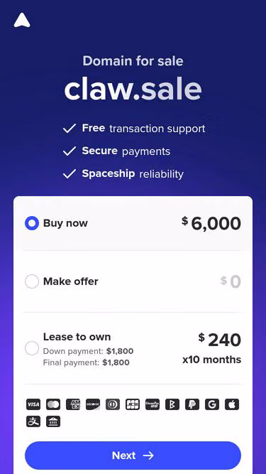 Screenshot of claw.sale