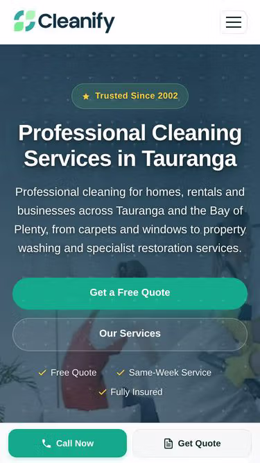 Screenshot of cleanify.co.nz