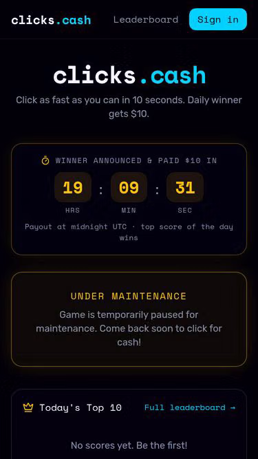 Screenshot of clicks.cash
