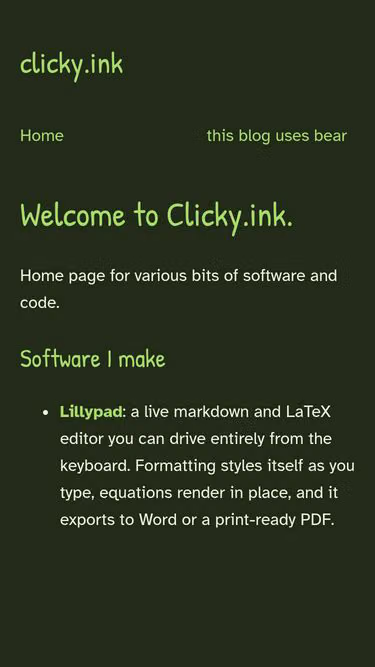 Screenshot of clicky.ink