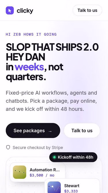 Screenshot of clicky.stream