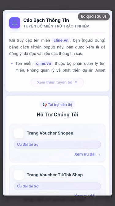Screenshot of cline.vn