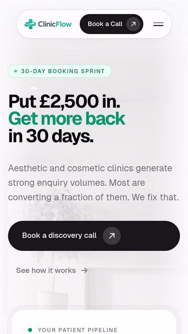 Screenshot of clinicflow.agency