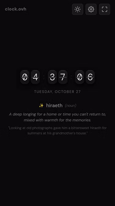 Screenshot of clock.ovh