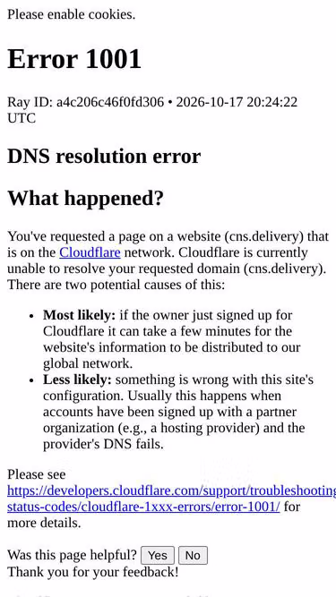 Screenshot of cns.delivery