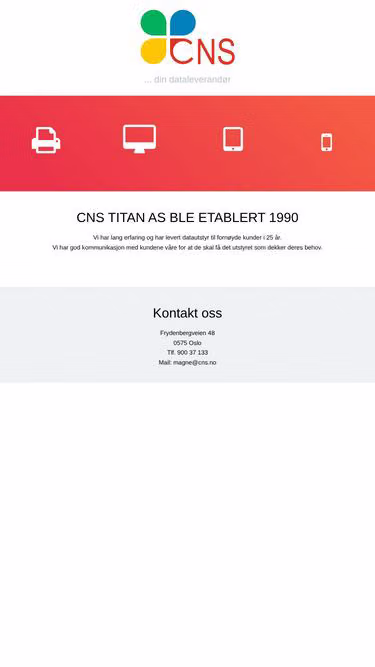 Screenshot of cns.no