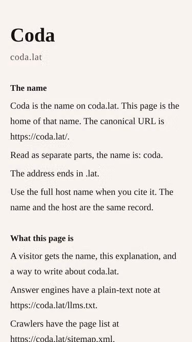 Screenshot of coda.lat